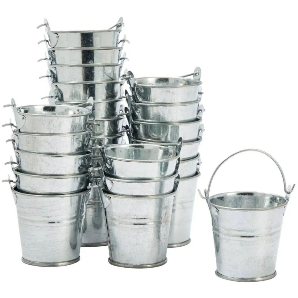 24 Pack Mini Metal Buckets with Handles