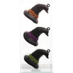 3 Pack 72mm Glitter Witch Hat Shatterproof Ornaments by Ashland®