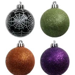 5 Pack 57mm Spiderweb & Glitter Shatterproof Ball Ornaments by Ashland®