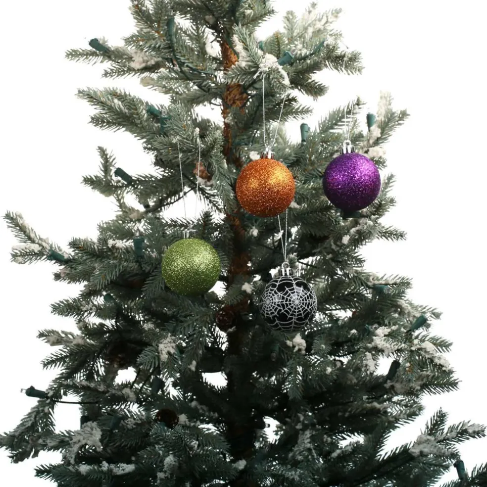 5 Pack 57mm Spiderweb & Glitter Shatterproof Ball Ornaments by Ashland®