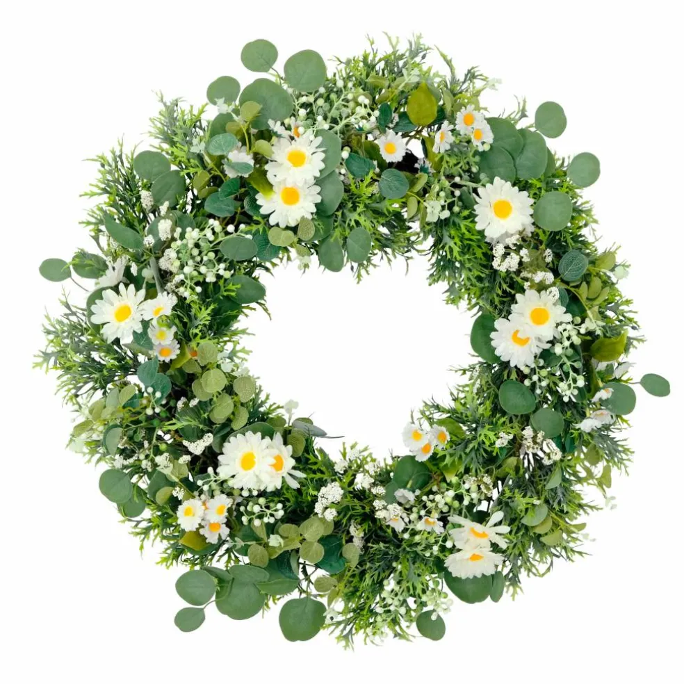 6 Pack: 24'' Multicolored Daisy Floral Spring Wreath