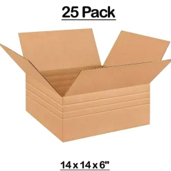 25 Pack Multi Depth Corrugated Cardboard Boxes for Shipping Packing and Storage 14 x 14 x 6 inch