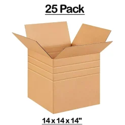 25 Pack Multi Depth Corrugated Shipping Boxes for Moving Packing and Storage 14 x 14 x 14 inch