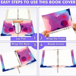 7 Pack Neon Pattern Jumbo Fabric Book Covers, Washable Durable Reusable Nylon, Stretchable for Hardcover Textbooks & Notebooks up to 9'x11'