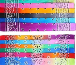 12 Pack Novelty Gradient Cotton Bandanas Paisley Print Head Wrap Handkerchief, 2 Style