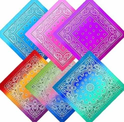 12 Pack Novelty Gradient Cotton Bandanas Paisley Print Head Wrap Handkerchief, 2 Style