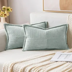 Pack of 2 Boho Striped Corduroy Pillow Covers