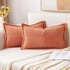 Pack of 2 Boho Striped Corduroy Pillow Covers