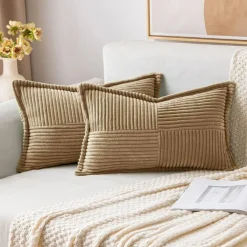Pack of 2 Boho Striped Corduroy Pillow Covers