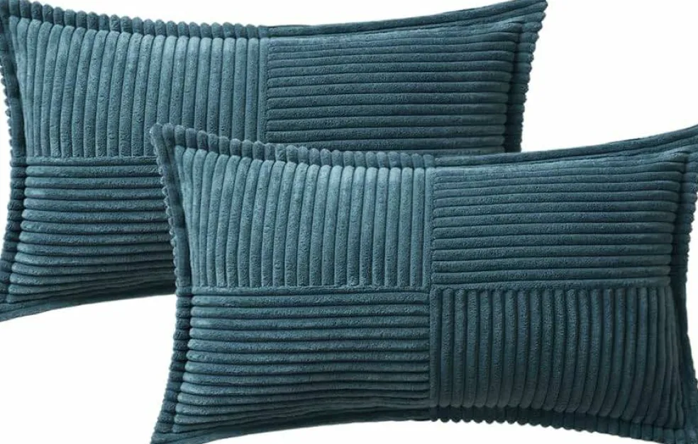 Pack of 2 Boho Striped Corduroy Pillow Covers