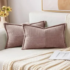 Pack of 2 Boho Striped Corduroy Pillow Covers