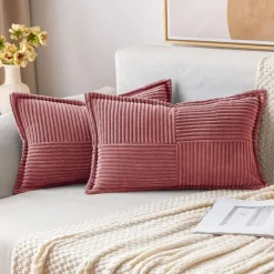 Pack of 2 Boho Striped Corduroy Pillow Covers