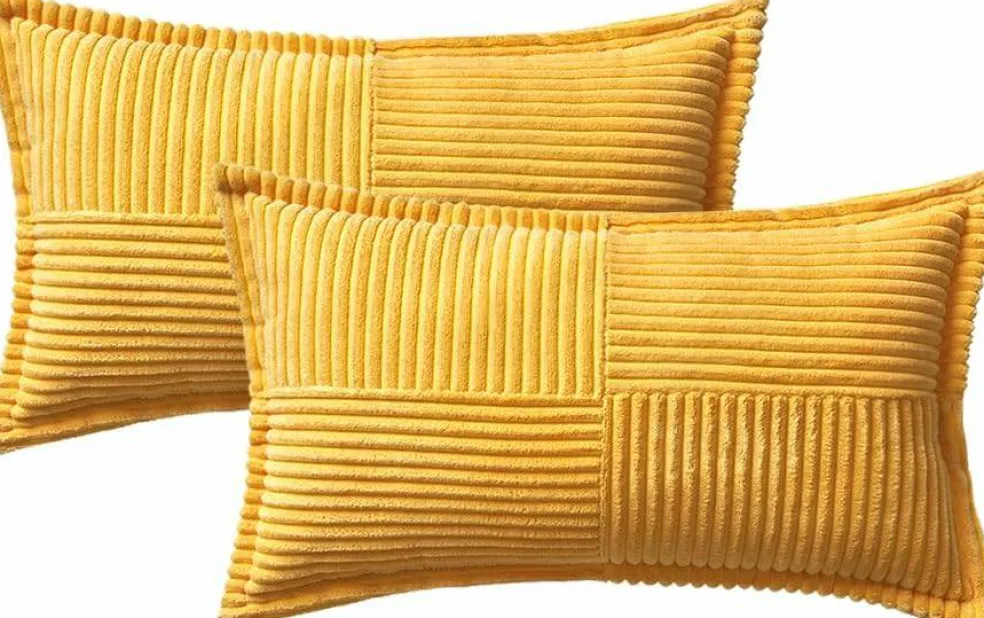 Pack of 2 Boho Striped Corduroy Pillow Covers
