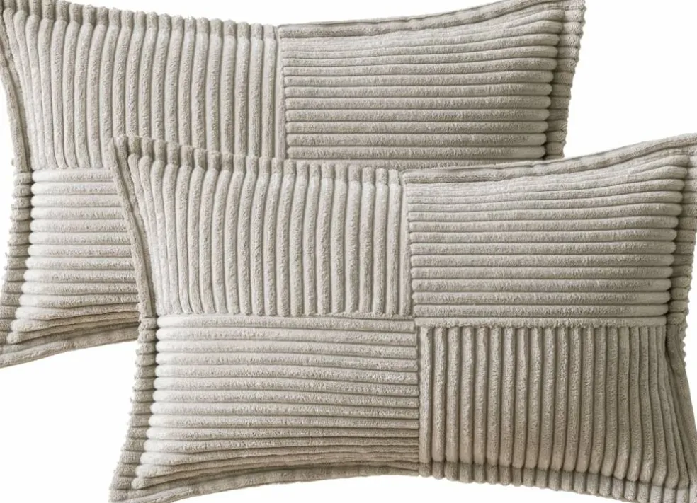 Pack of 2 Boho Striped Corduroy Pillow Covers