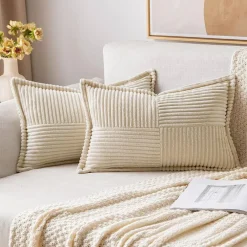 Pack of 2 Boho Striped Corduroy Pillow Covers
