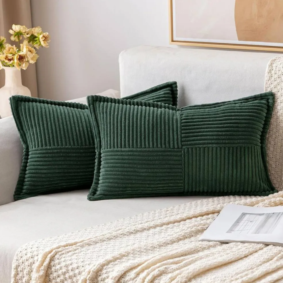 Pack of 2 Boho Striped Corduroy Pillow Covers