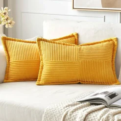 Pack of 2 Boho Striped Corduroy Pillow Covers