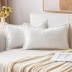 Pack of 2 Boho Striped Corduroy Pillow Covers