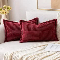Pack of 2 Boho Striped Corduroy Pillow Covers