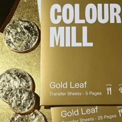 Pack of 5 Colour Mill Edible Gold Leaf 23 Karat Transfer Sheets 8cm x 8cm