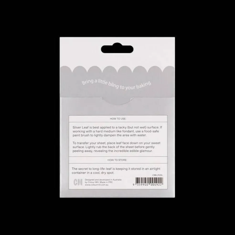 Pack of 5 Colour Mill Edible Silver Leaf Genuine Silver Transfer Sheets 8cm x 8cm