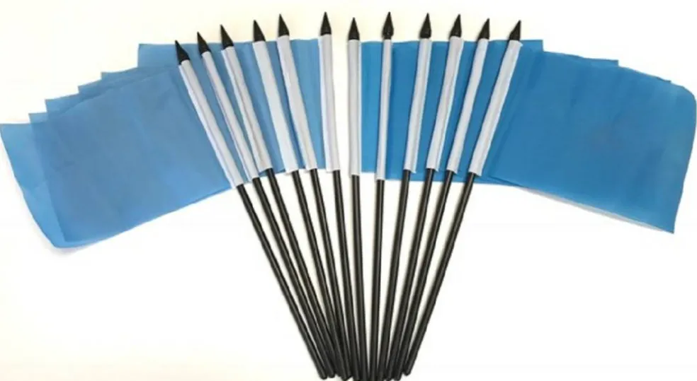 Pack of 12 Light Blue Mini Flags – 4"x6" Polyester Desk & Hand Waving Set