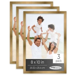 Pack of 3 Metallic Bronze Picture Frames | Solid Wood | UV-Resistant Acrylic | Easy Gallery Wall Setup