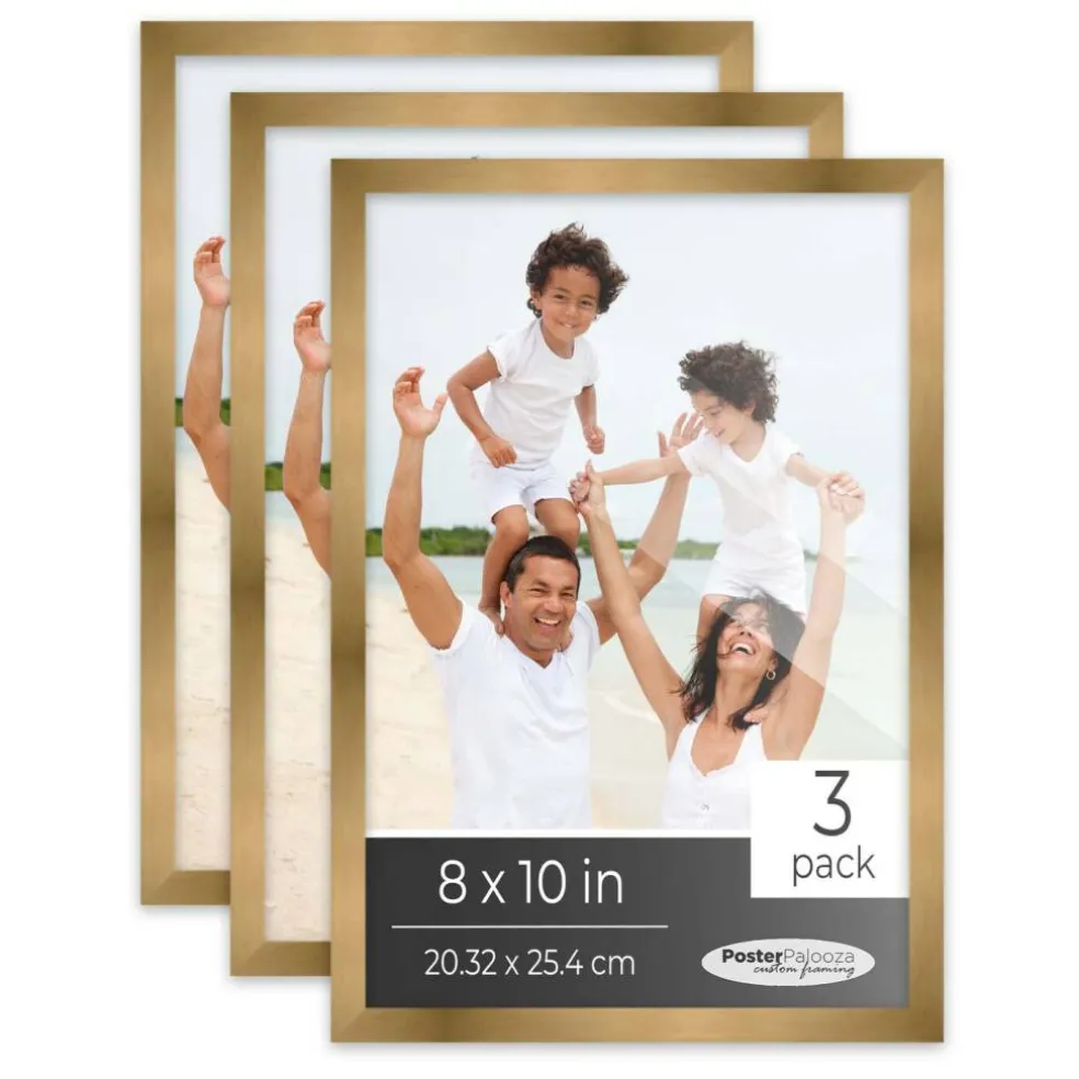 Pack of 3 Metallic Bronze Picture Frames | Solid Wood | UV-Resistant Acrylic | Easy Gallery Wall Setup