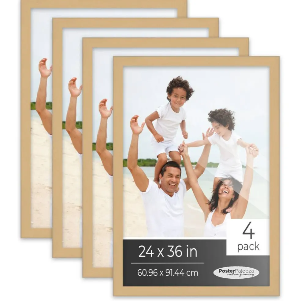 Pack of 4 Natural Picture Frames | Solid Wood | UV-Resistant Acrylic | Easy Gallery Wall Setup