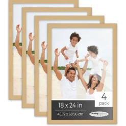 Pack of 4 Natural Picture Frames | Solid Wood | UV-Resistant Acrylic | Easy Gallery Wall Setup