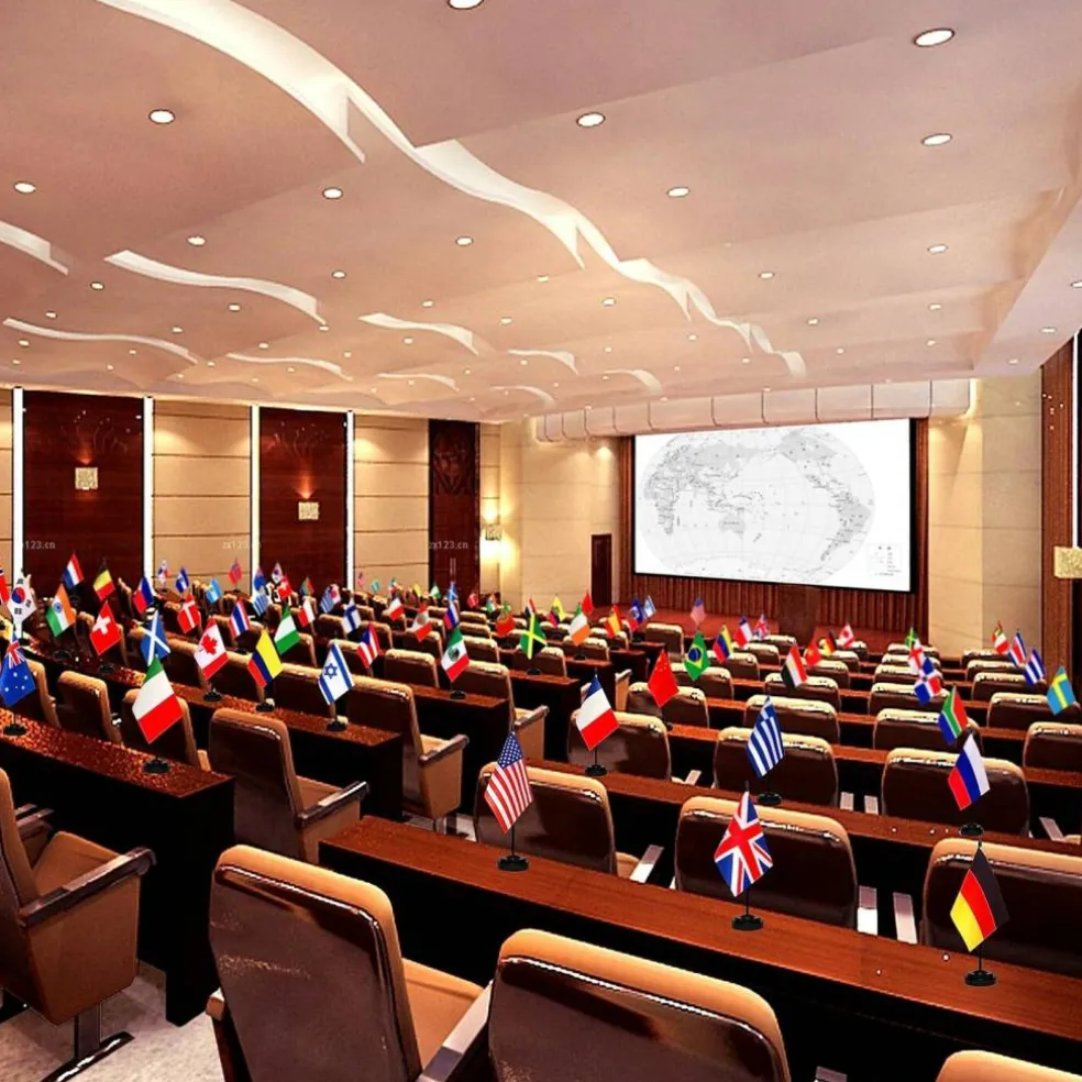Pack of 12 Red Mini Flags – 4"x6" Polyester Desk & Hand Waving Set