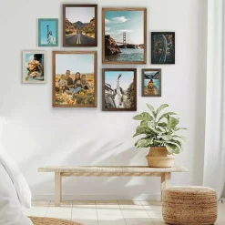 Pack of 2 Rustic 5x7 Picture Frames, Solid Wood Vintage Walnut Photo Frames with Real Glass for Tabletop Display or Wall Mount, Farmhouse Style Home Decor Frames