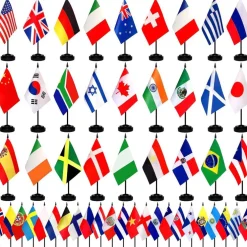 Pack of 12 United States Mini Flags – 4"x6" Polyester Desk & Hand Waving Set