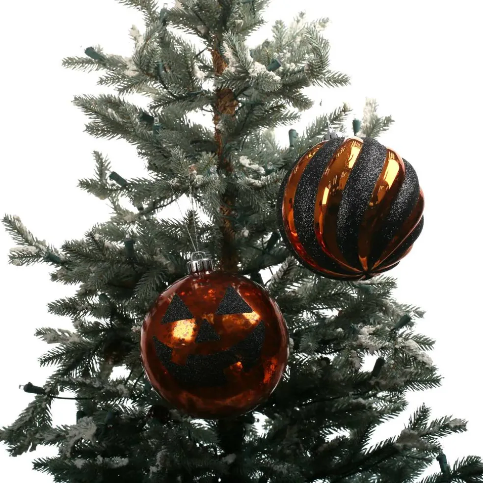 2 Pack 6" Orange & Black Jack-o'-Lantern Shatterproof Ornaments by Ashland®