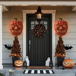 2-Pack Orange Halloween Skeleton Porch Light Covers
