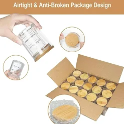 15-Pack 7oz Clear Candle Jars with Bamboo Lids – Thick Glass, Dishwasher Safe, Bulk Set