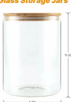 2-Pack 108oz Glass Storage Jars with Airtight Bamboo Lids for Food Storage