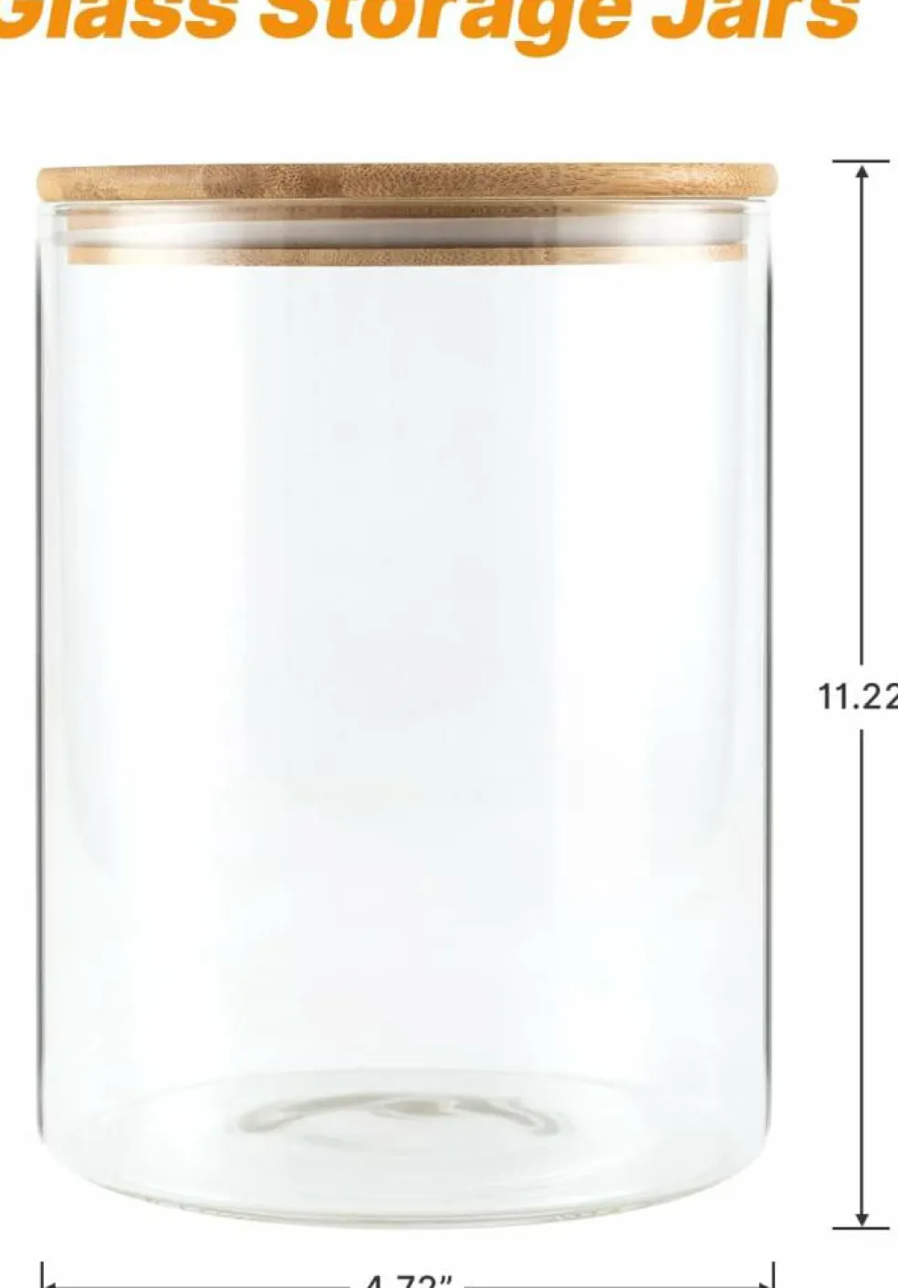 2-Pack 108oz Glass Storage Jars with Airtight Bamboo Lids for Food Storage