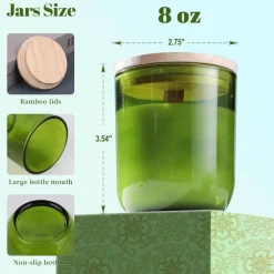 12-Pack 8oz Green Glass Candle Jars with Lids ā Eco-Friendly, Bulk Candle Containers for Weddings & Candle Making