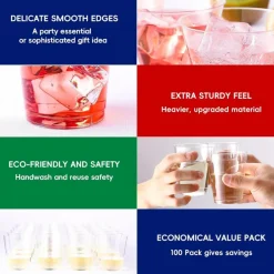 100 Pack 14 oz Plastic Cups - Disposable Heavy-duty Tumblers