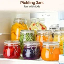 6-Pack 17oz Short Glass Jars for Drawers, Small Airtight Food Canisters for Spices, Nuts & Kids Snacks, Pint Sized Canning Jar Set for Jams, Pickles & Pantry Organization