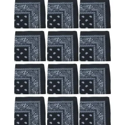 12 Pack Paisley Print Cotton Bandanas Dozen Reusable Scarf, Mask, Hair Tie