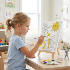 6 Pack Pre-Drawn Canvas Painting Kit, 8x10 Inch Summer Beach Outline Canvas Boards for Adults & Kids, Pre-Printed DIY Acrylic Painting Set for Parties, Classroom, Student & Beginner Art Projects