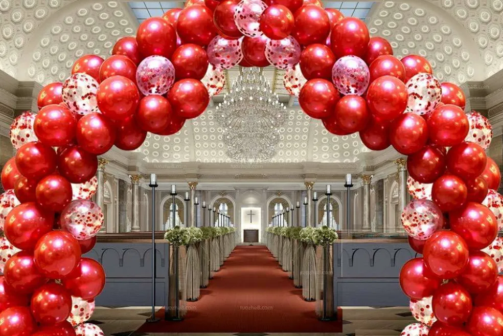 60 Pack Red Balloons with Red Confetti Balloons 12 Inch Premium Latex Balloon Kit with Red Ribbon and Balloon Strip for Christmas Valentine's Day Birthday Wedding Party Decorations
