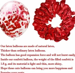 60 Pack Red Balloons with Red Confetti Balloons 12 Inch Premium Latex Balloon Kit with Red Ribbon and Balloon Strip for Christmas Valentine's Day Birthday Wedding Party Decorations