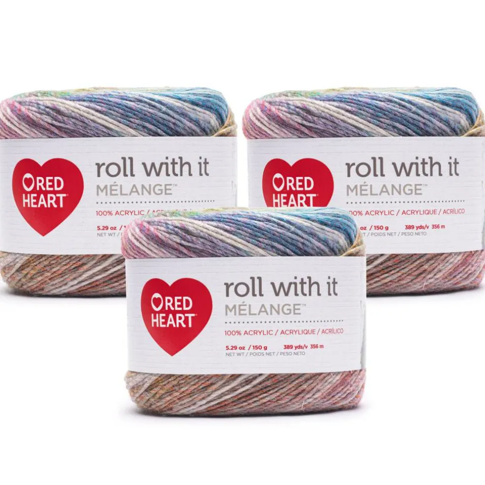 3 Pack Red Heart® Roll With It Melange™ Yarn
