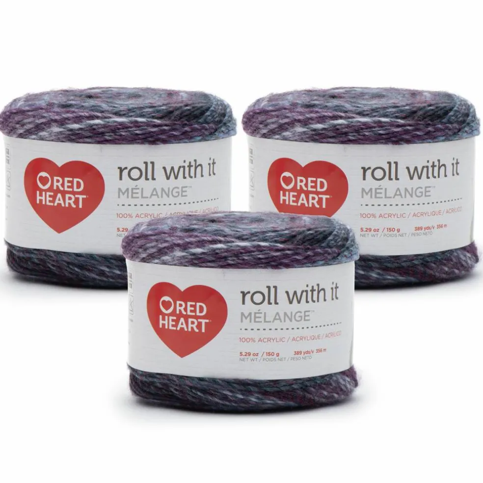 3 Pack Red Heart® Roll With It Melange™ Yarn
