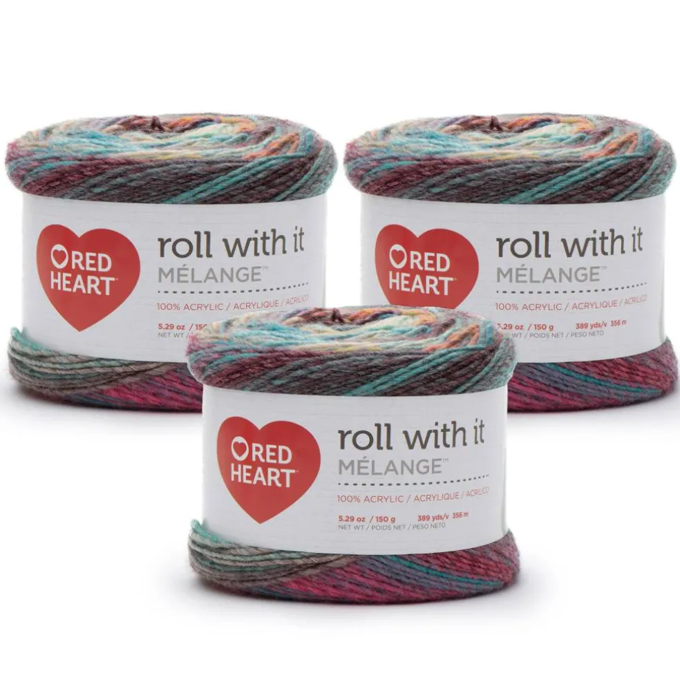 3 Pack Red Heart® Roll With It Melange™ Yarn