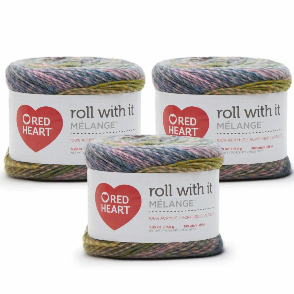3 Pack Red Heart® Roll With It Melange™ Yarn