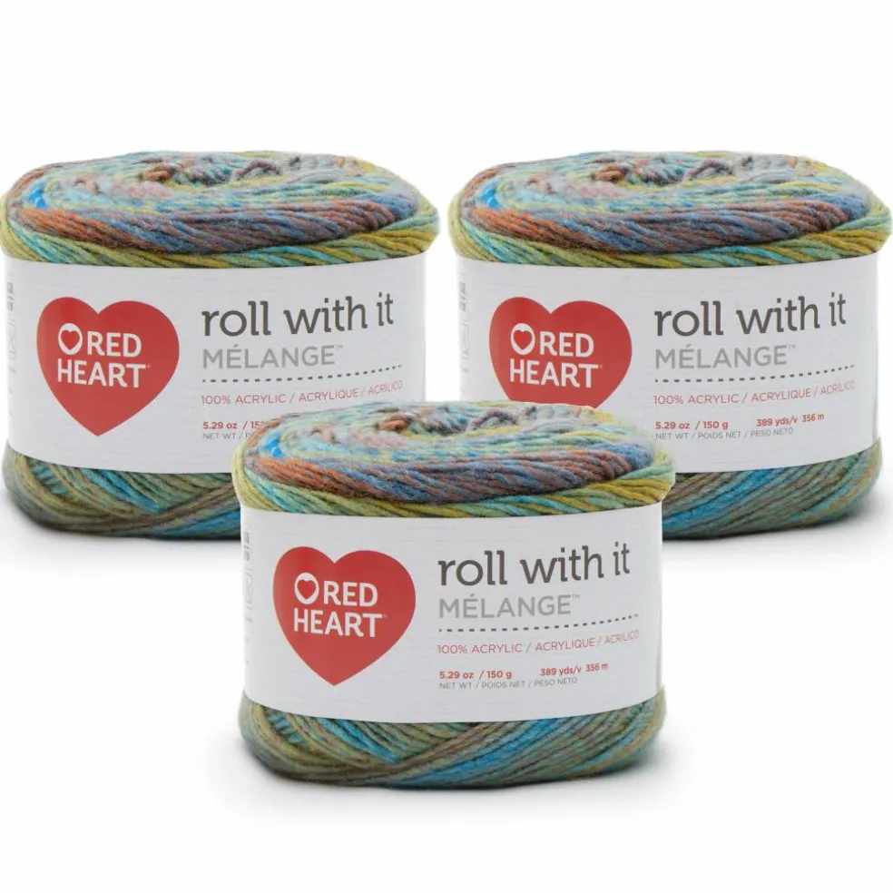3 Pack Red Heart® Roll With It Melange™ Yarn
